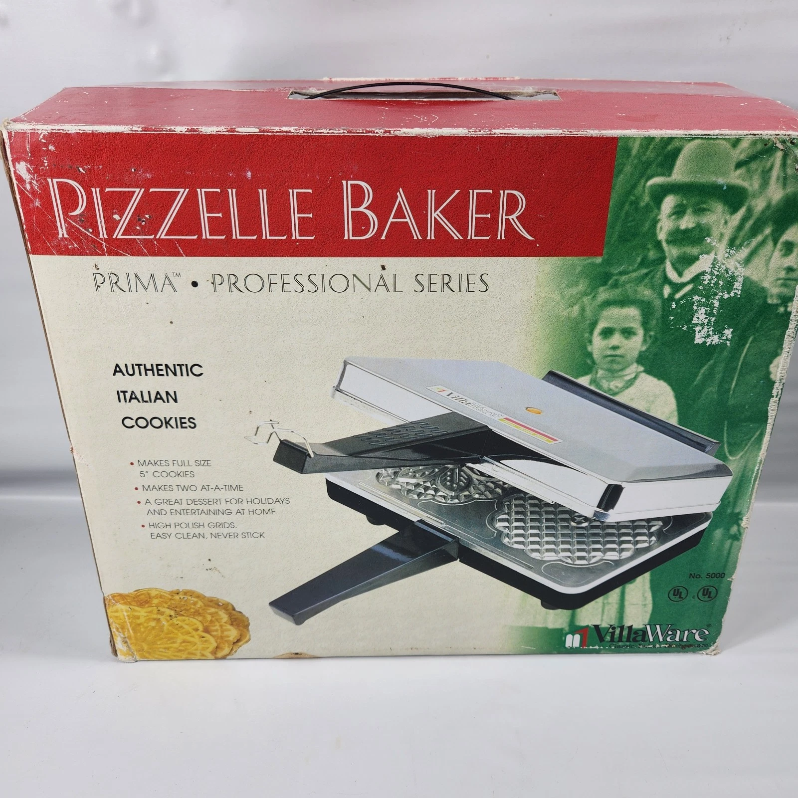 VillaWare Prima Pizzelle Baker Italian Cookie Maker 5000 NS Non Stick