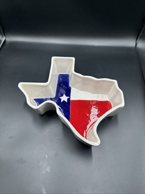 Vintage Salsa Appetizer Dip Bowl State of Texas Ceramic Very Cool 