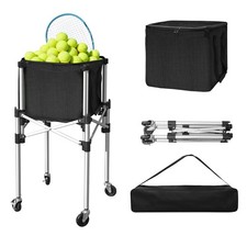 NEESEEYEE Retractable Tennis Ball Hopper Cart Holds 180 Balls w/ Wheels