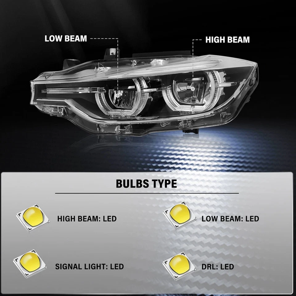 Левостороннее светодиодное устройство фары подходит для 2016 2017 2018 BMW 328d xDrive - Изображение 2 из 4