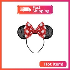 JOYFISCO Mouse Ears Headbands Shiny Bow Mouse Ears Headband Glitter Party Prince