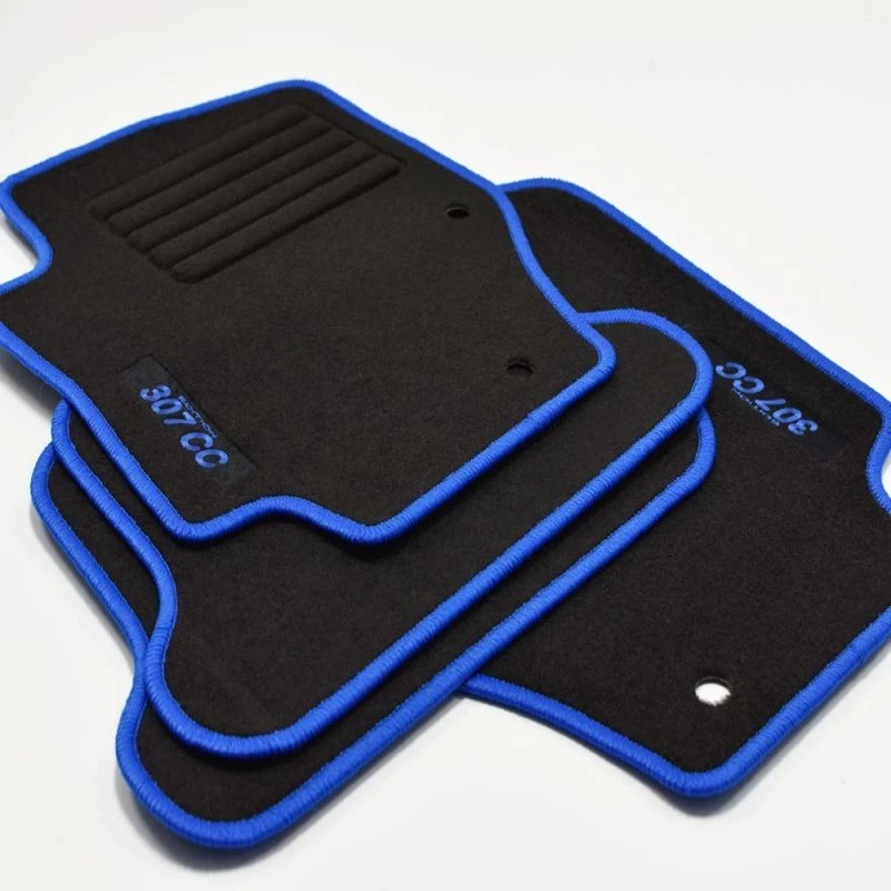 Set 4 Tapis Pour Peugeot 307CC CC Cabriolet Logo Velours Brodé Edition BLEU - Photo 1/1