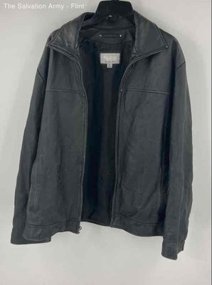 Wilsons Leather Mens Black Long Sleeve Pockets Full-Zip Jacket Size Large