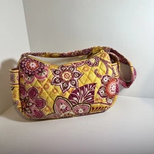 Vera Bradley Bali Gold Pink Hobo Style Bag Multi Pocket Please Read