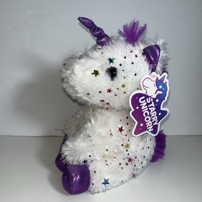 Rainbow Glitter Star Unicorn Plush Stuffed Animal Happy Purple Ribbon Magic NWT