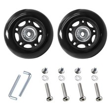 80 x 24mm 2 Pcs Luggage Suitcase Replacement Wheels, Rubber Swivel Caster Whe...