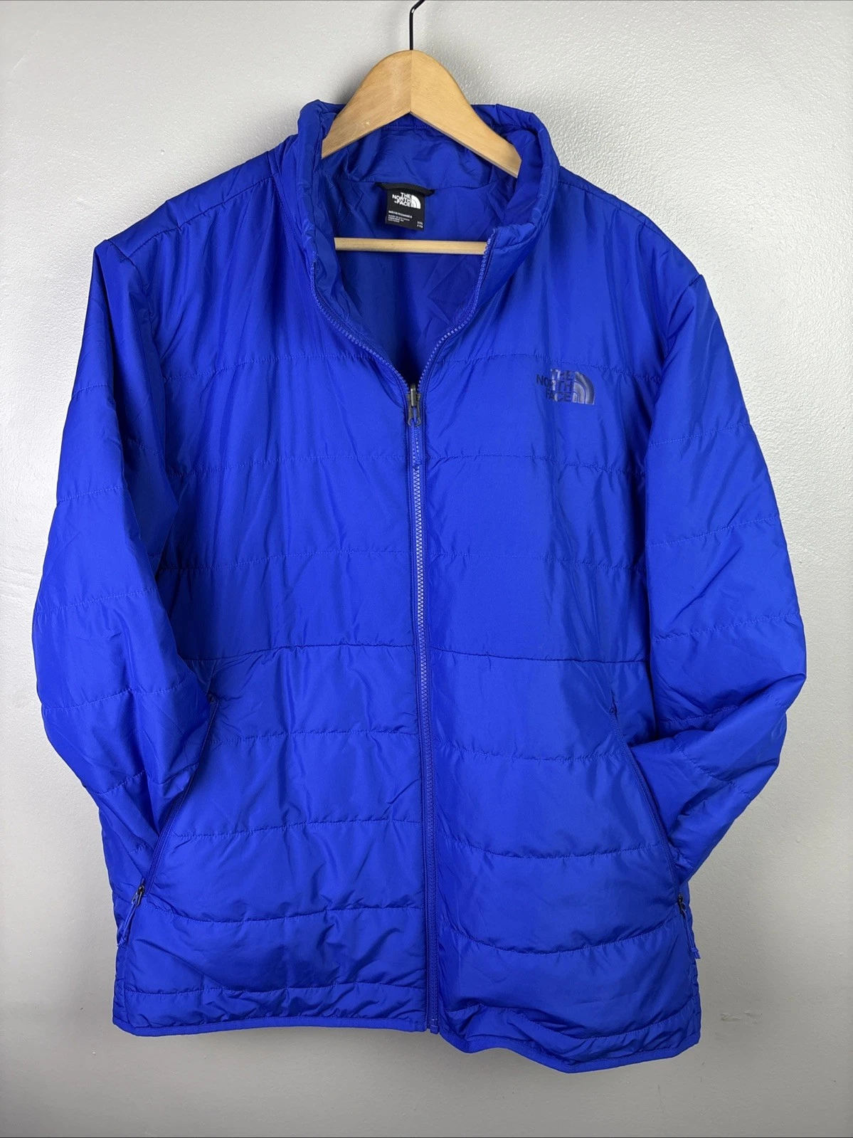 The North Face Men's Jacket Coat Poly Fill Warm Puffer Soft Shell Blue Size 2XL