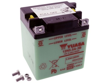 Batterie YUASA 12N5.5A3B 5,5Ah ohne Säurepack kompatibel für Yamaha RD125, RD250