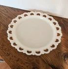Vintage Anchor Hocking Lace Edge "Old Colony" Torte Plate/Platter Milk Glass 13"