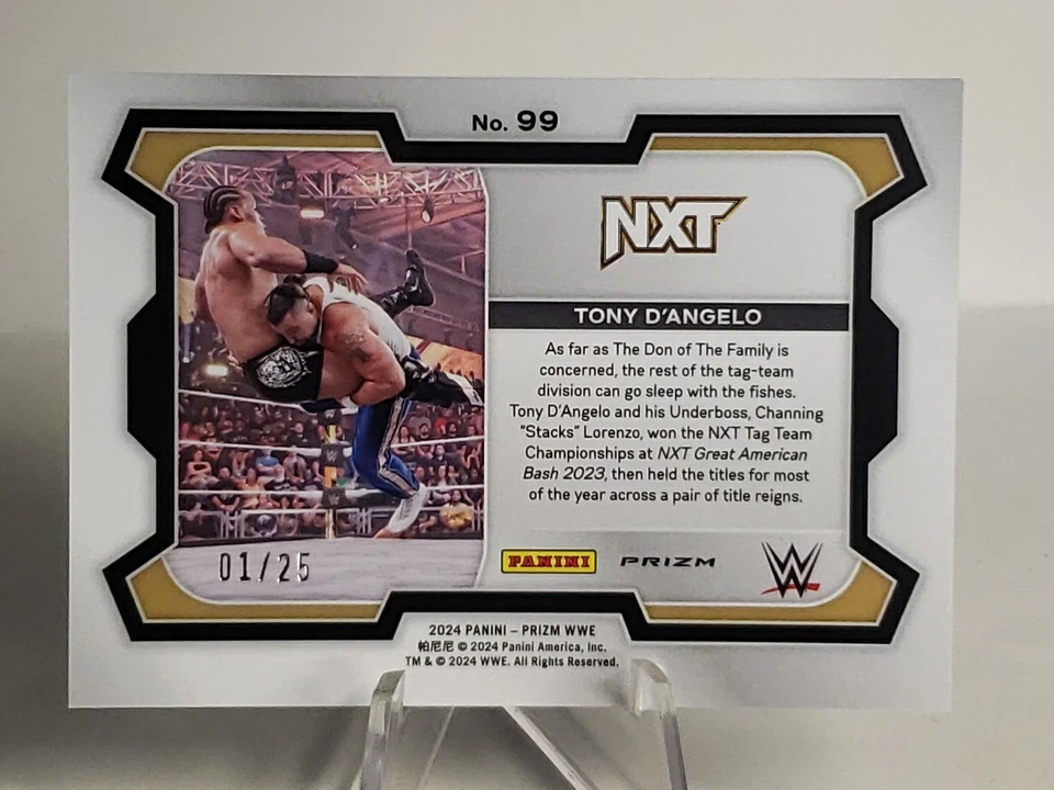 2024 Panini Prizm WWE Tony D'Angelo Blue Disco Prizm 01/25 SSP Under Card  - Image 2 of 3
