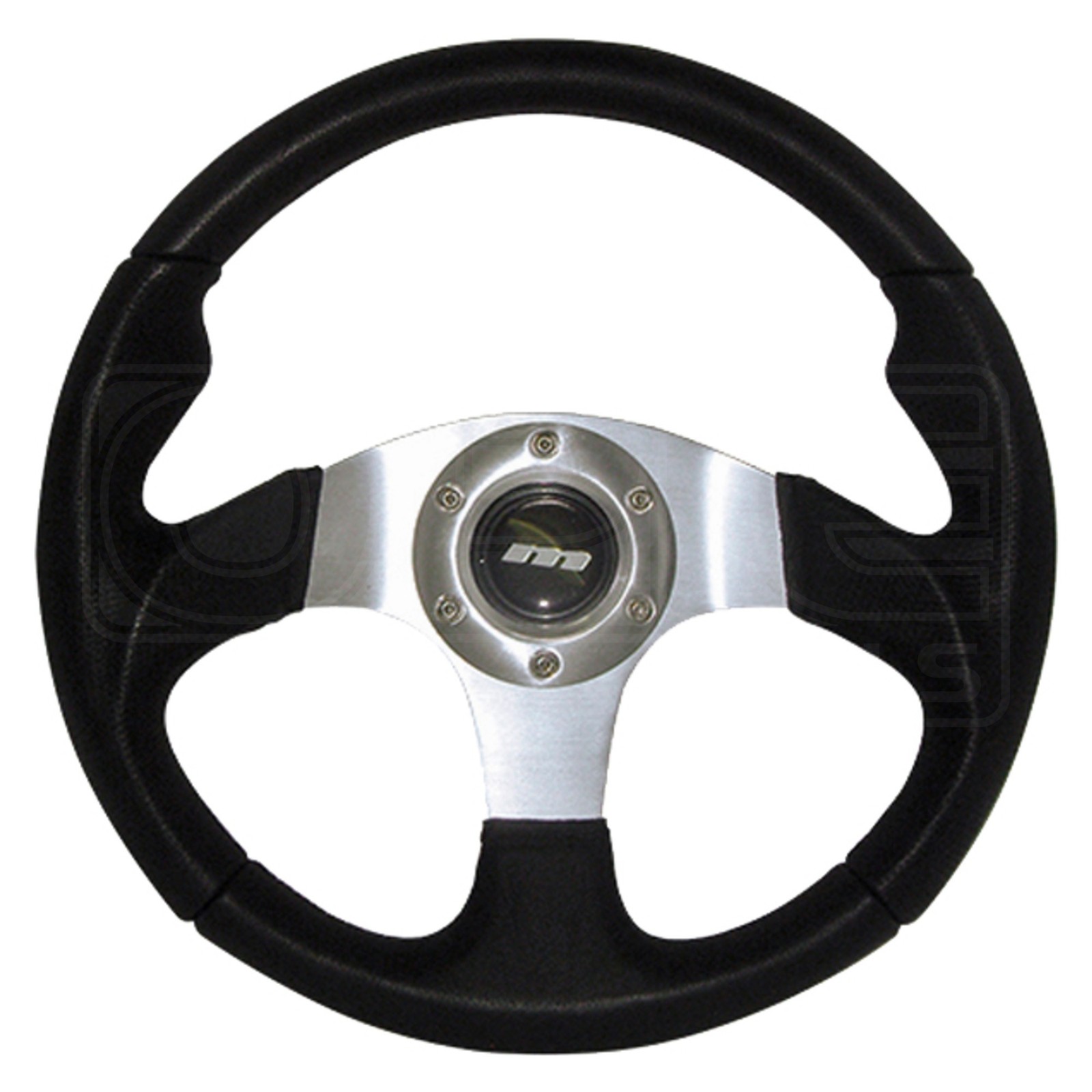 Mountney M Range 320mm Black Leather Moulded Steering Wheel - Silver Centre