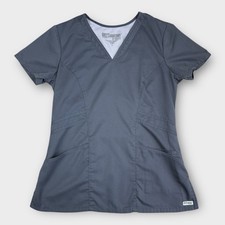 Grey  s Anatomy Barco Gray V-Neck Scrub Top Women  s Small S Pockets Medical