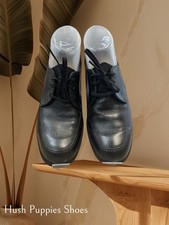 Women s VTG Hush Puppies Leather Lace Shoes Made In USA. Size 7.5 Black RARE HTF