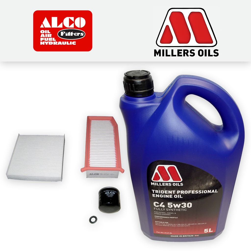 SERVICE KIT for RENAULT CLIO MK4 1.5 DCI +DPF OIL AIR CABIN FILTERS +OIL (12-19)