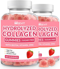 Sugar Free Collagen Gummies for Women, Collagen Protein Type I,II,III,V,X wit...