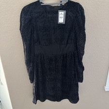 Express Womens Velvet Leopard Print Mini Dress Sz XS Black Long Sleeve NWT