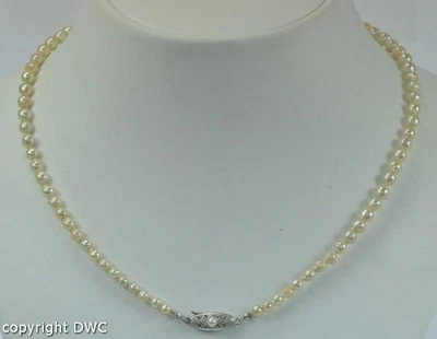 Perlenkette Kette mit Perle Perlen Pearl aus 835 Silber verschluss Ketten 48 cm - Bild 1 von 4