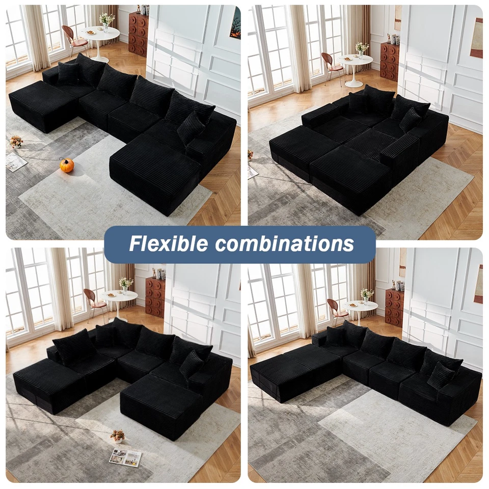 Sofá seccional modular, cómodo sofá tapizado en forma de U, sofá moderno de sala de estar Foto 3 de 4