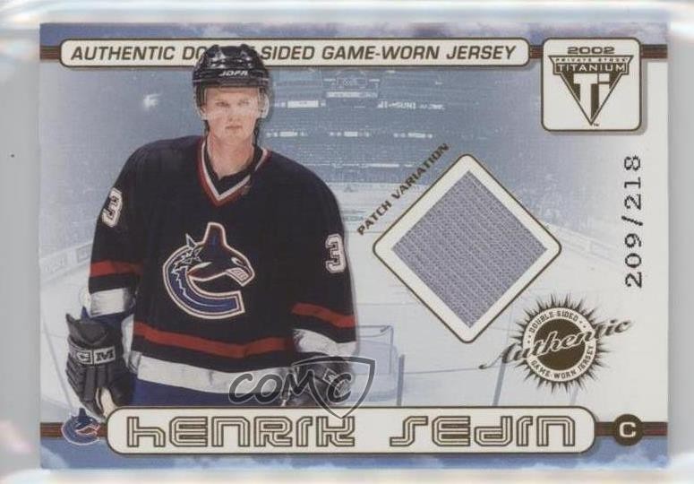 2001 Pacific Private Stock Titanium Variation Henrik Sedin Daniel Patch HOF 0uj7