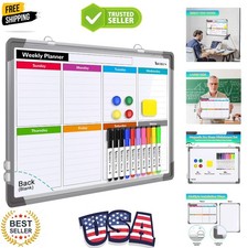 Small Weekly Calendar Dry Erase Whiteboard for Wall, 16" x 12" Magnetic Dry E...
