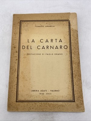 TOMMASO MIRABELLA - LA CARTE DEL CARNARO - BUCHHANDLUNG ACHAT PALERMO 1940