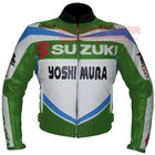 YOSHIMURA SUZUKI GSX-R GREEN MOTORBIKE MOTORCYCLE COWHIDE LEATHER JACKET