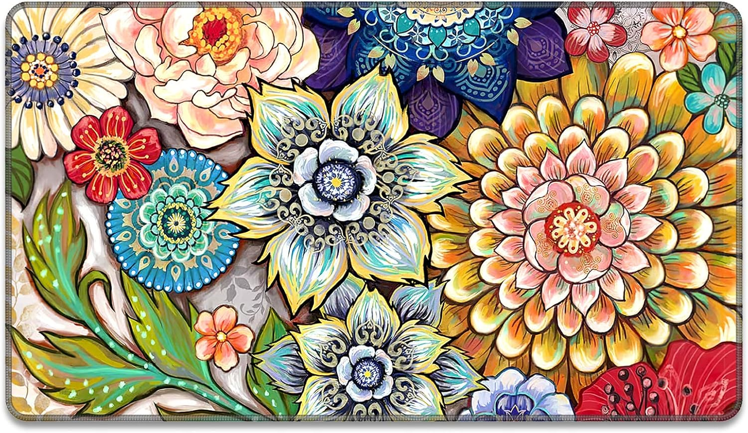 Flower Theme 30x17 Heavy Duty Front Door Mat for Indoor Outdoor Welcome Entryway