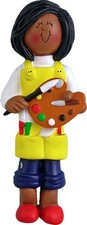 Artist Female African-American Personalized Christmas Tree Ornament