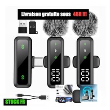 Microphone cravate sans fil H67 réduction bruit USB-C Bluetooth Noir