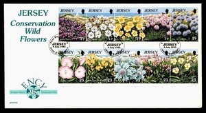 DR WHO 1995 GB JERSEY FDC WILD FLOWER STRIP  R60895