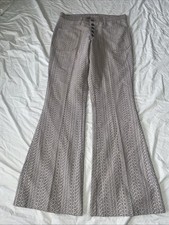 Vintage 70s Textured Bell Bottom High Waist Flare Pants 30x28  