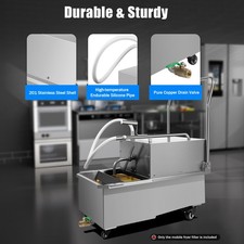 Commercial Fryer Oil Filter Cart Machine 55L Kitchen Oil Filtration System 550W