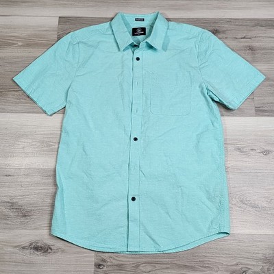 Volcom Shirt Men's Medium Green Button Up Short Sleeve New