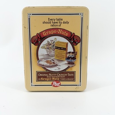Vintage Post Grape-Nuts Cereal Metal Storage Tin Box Repro Advertising 1925 Art