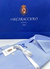 Camicia sartoriale Caracciolo 100% Cotone - 1000 Righe Celeste & Bianco