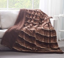Tache Faux Fur Throw Blanket Brown 50 X 60 Inch Elegant Super Soft Warm Dark ...