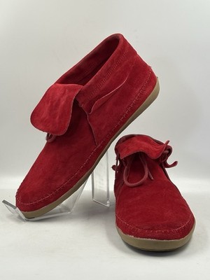 Vans Mohikan Moccasin Red Leather Suede Surf Sider Women s Size 10.5 M