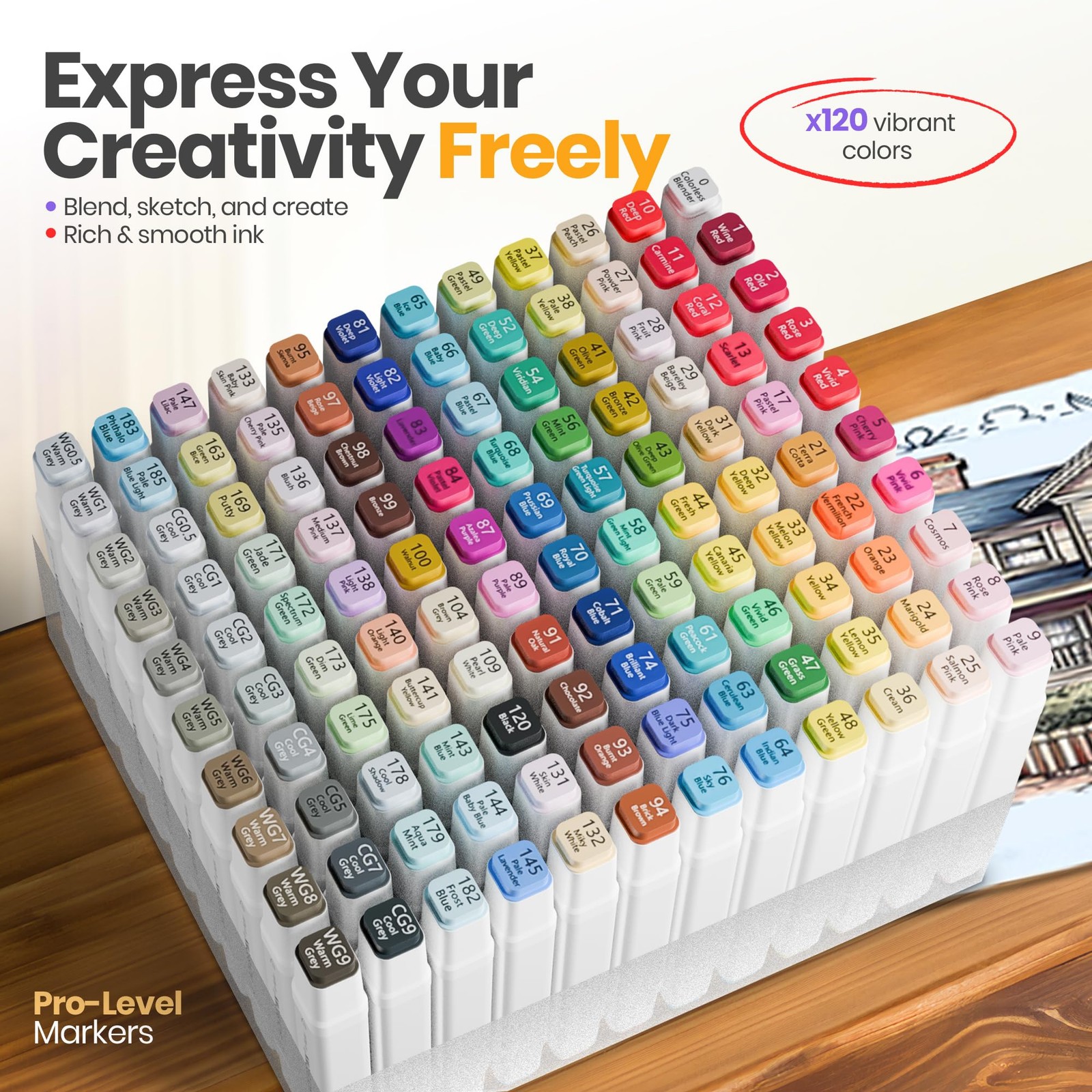 120 Colors Alcohol Markers Set with Fine & Chisel Dual Tip - Professional Art...