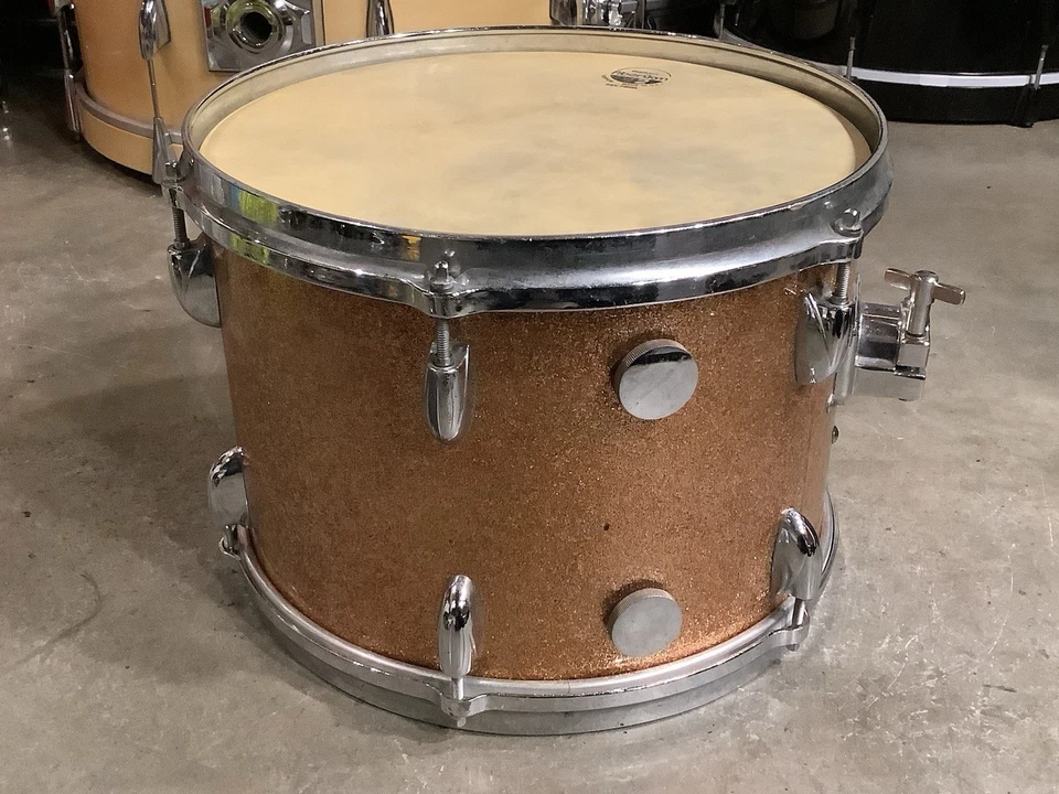 13" GRETSCH Rack Tom Drum 4416 ROUND BADGE VINTAGE 60s CHAMPAGNE SPARKLE MA3 - Image 4 of 4