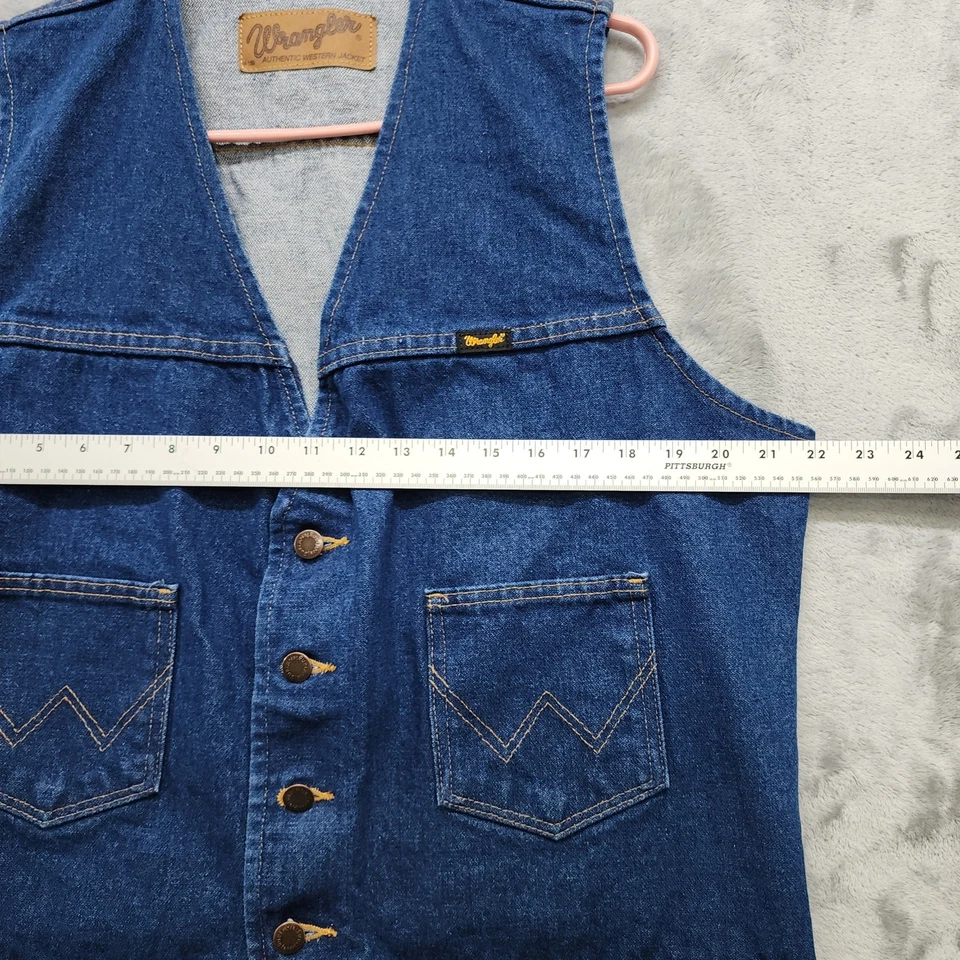 Colete Wrangler Vintage Anos 90 Masculino L Azul M-159 Sem Mangas Jeans Colete Western - Imagem 4 de 4