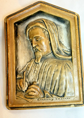 Arthur Osborne Ivorex Plaque Chaucer High Relief Kent England Signed 5.75 x4 