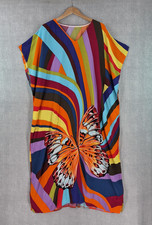Butterfly Kaftan Dress Womens One Size Multicolor Striped V Neck Maxi Boho