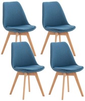4Er Set Stuhl Linares Stoff Blau