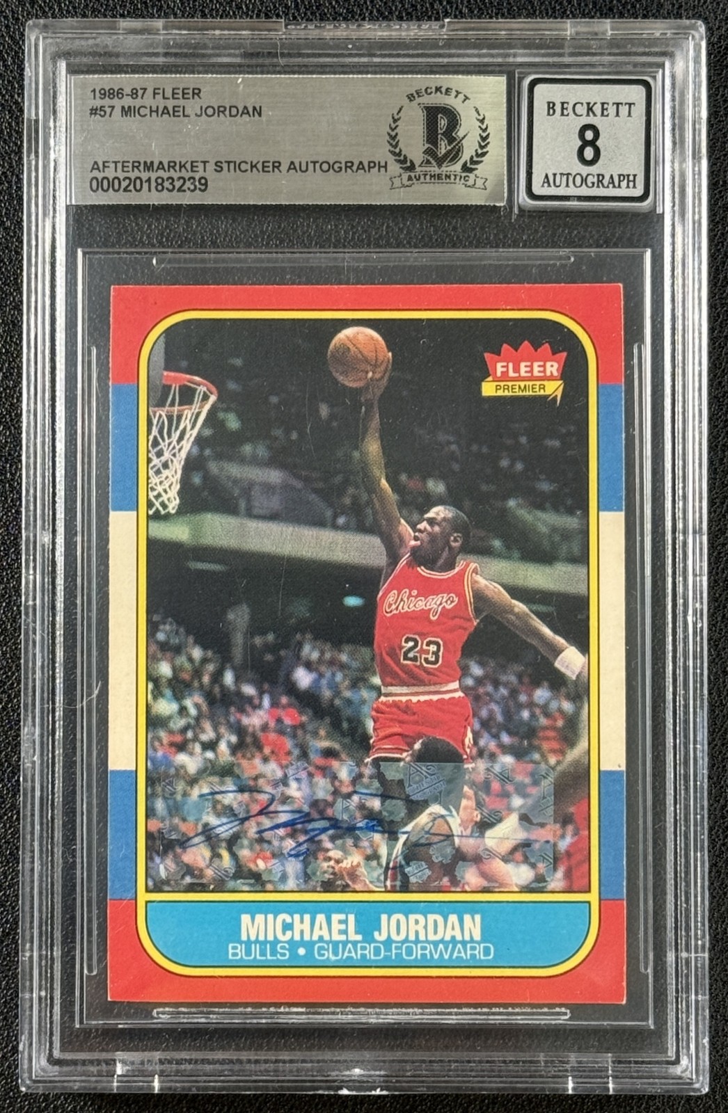MICHAEL JORDAN BGS AUTHENTIC AFTERMARKET STICKER AUTO 1986 FLEER #57 ROOKIE RC