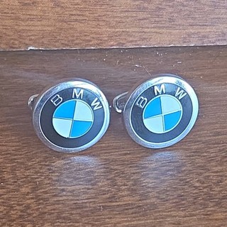 BMW Logo Men's Bullet Back Cufflinks Silver Blue Black White Round