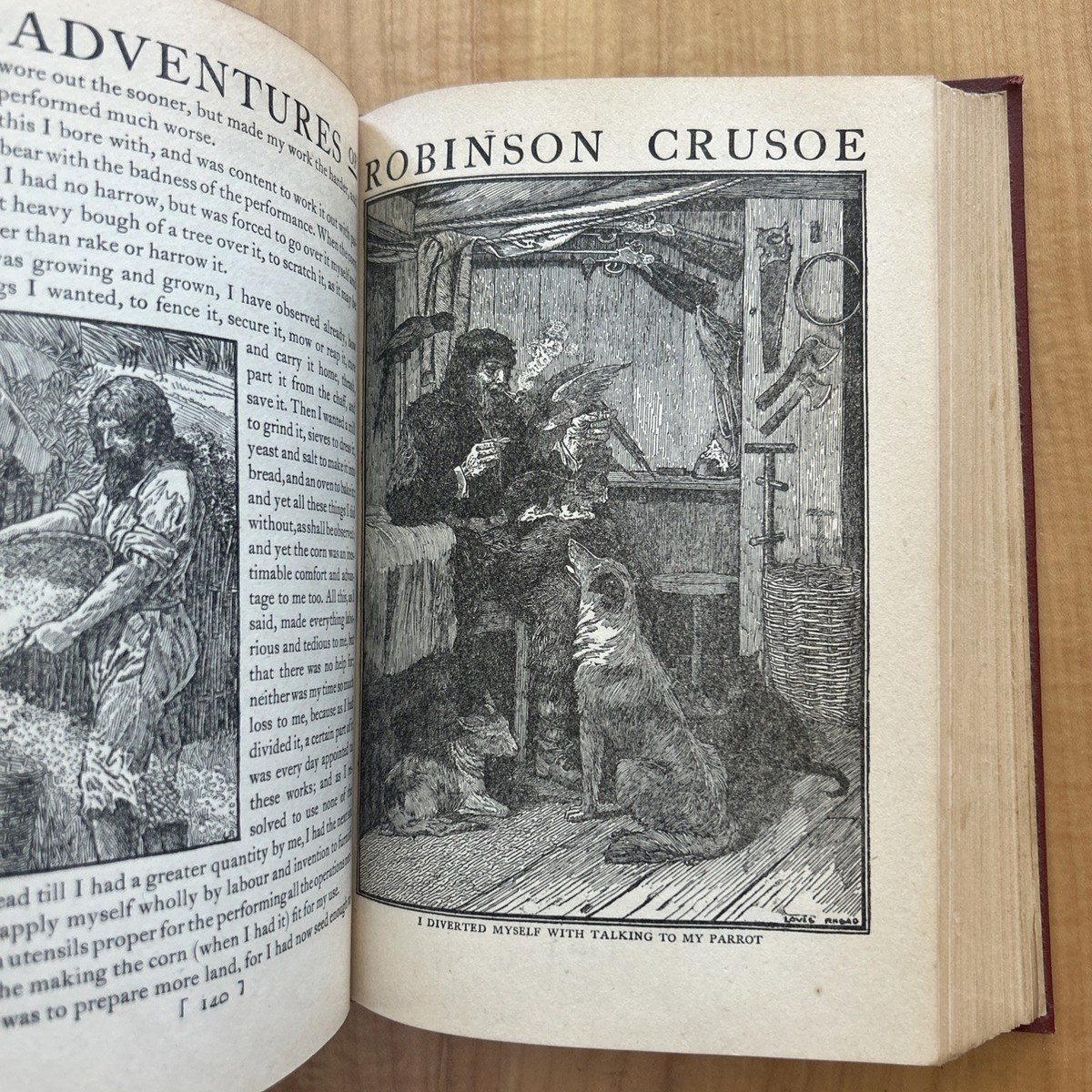 Vintage 1900 Robinson Crusoe Defoe Illustrated Louis Fredrick