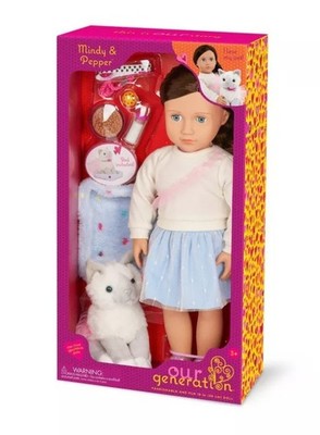 OUR GENERATION  Mindy & Pepper 18'' Matching Doll & Pet Set w/Accessories NEW