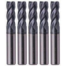 5Pcs 4 Flute Solid Carbide 3/8"x7/8"x 2-1/2" Roughing End Mills - ALCrSiN Coated