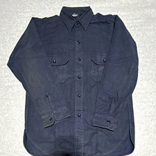 Vintage Woolrich Mens L Dark Blue Cotton Chamois Shirt 0064 Vintage Woolrich Mens L Dark Blue Cotton Chamois Shirt 0064