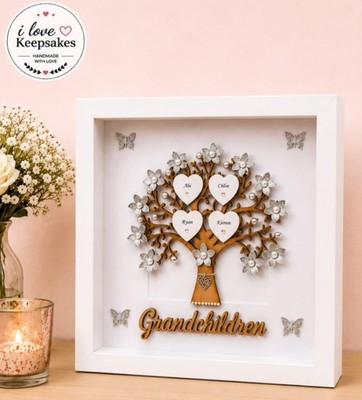   Personalisierte Geschenke, Stammbaumrahmen, Handarbeit, Enkelkinder, Weihnachtsgeschenk  